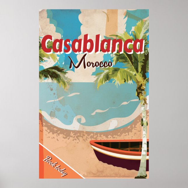 Casablanca Vintage Reiseposter Poster (Vorne)