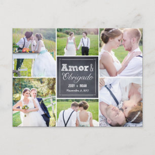 Casamento colagem riscado obrigado cartão postkarte