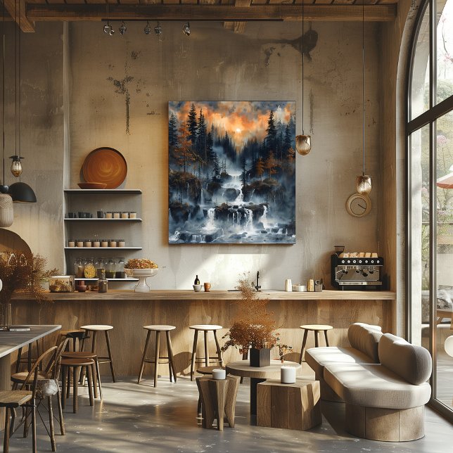 Cascada en el Bosque: Impresionista y Realista. Poster (Von Creator hochgeladen)