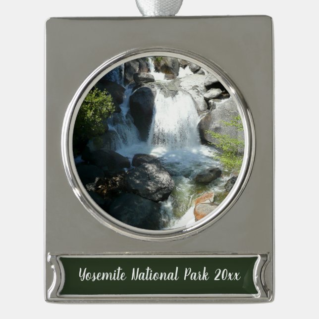 Cascade Falls at Yosemite National Park Banner-Ornament Silber (Vorderseite)