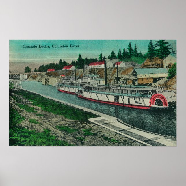 Cascade Locks auf dem Columbia River Poster (Vorne)