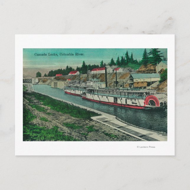 Cascade Locks auf dem Columbia River Postkarte (Vorderseite)