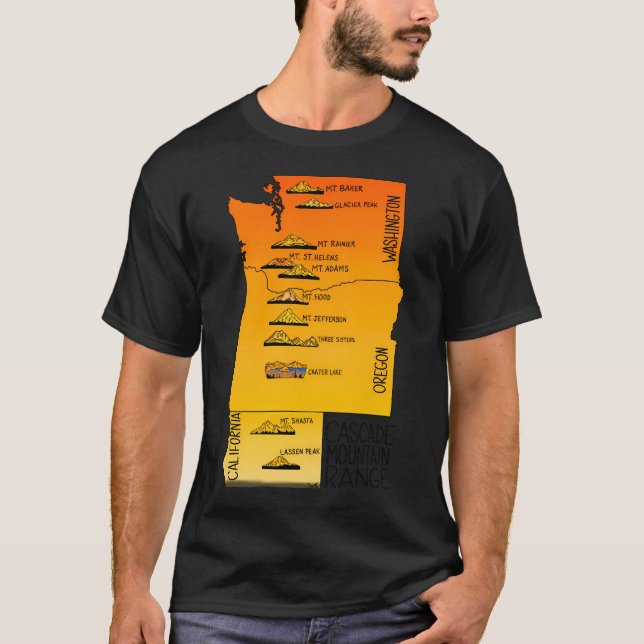 Cascade Range - Mt Baker Glacier Peak Mt Rainier M T-Shirt (Vorderseite)