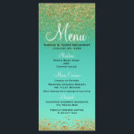 Cascading Gold Glitzer & Aquamarin Aqua Glam Menü Menükarte<br><div class="desc">Entsprechende Elemente in diesem Design sind verfügbar.</div>