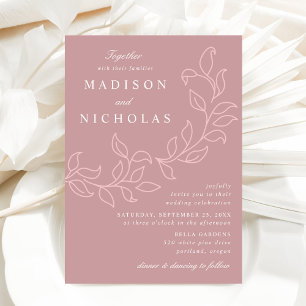 Cascading Leaves Dusty Rose Hochzeit Einladung