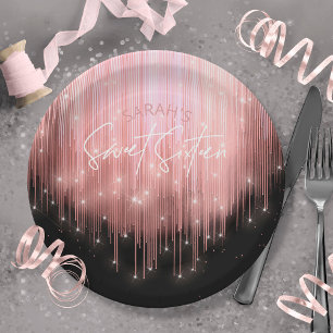 Cascading Lights Sweet 16 Rose Gold ID790 Pappteller