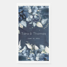 Cascading Rose Hochzeit Long Navy Dinner Napkin Serviette