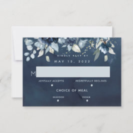 Cascading Rose Wedding 2 Meal Choice RSVP Card