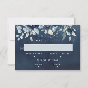 Cascading Rose Wedding 2 Meal Choice RSVP Card