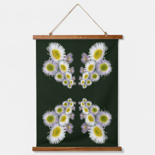 Cascading Wild Fleabane Daisies Abstrakt Wandteppich Mit Holzrahmen