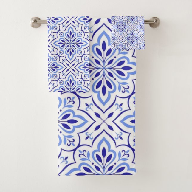 Cascais Elegance Delicate Blue Mediterranean Badhandtuch Set (Insitu)