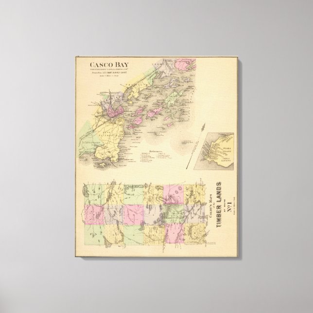 Casco Bay Karte Leinwanddruck (Vorderseite)