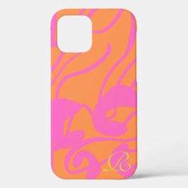 Case für das iPhone mit abstrakt-rosa Monogramm-Ca