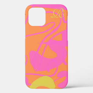 Case für das iPhone mit abstrakt-rosa Monogramm-Ca