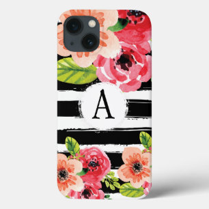Case für trendy monogrammierte Schwarz-weiß Stri