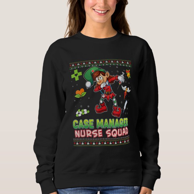 Case Manager Krankenschwester Squad Dabbing Elf We Sweatshirt (Vorderseite)
