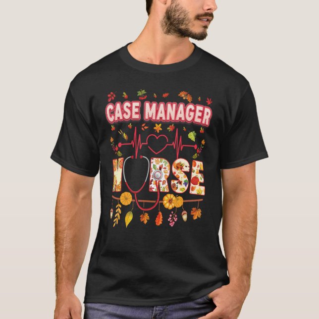 Case Manager Nurse Thankful Thanksgiving Heartbeat T-Shirt (Vorderseite)