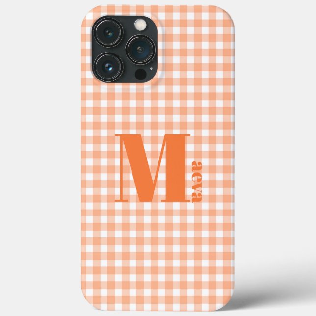 Case-Mate iPhone-Gehäuse für orange Gingham iPhone Hülle (Rückseite)