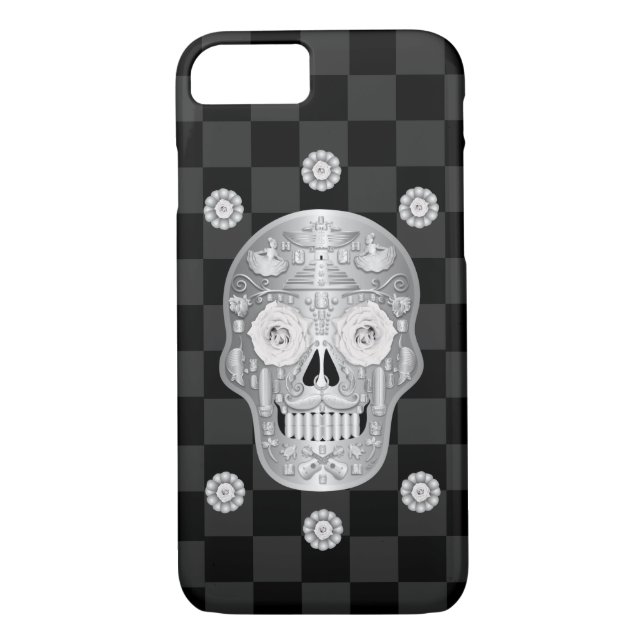 Case-Mate-iPhone von Chrome Calavera (White Rose) Case-Mate iPhone Hülle (Rückseite)