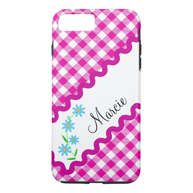 Case Mate Tough Plus iPhone 7 Case Pink Gingham (Rückseite)