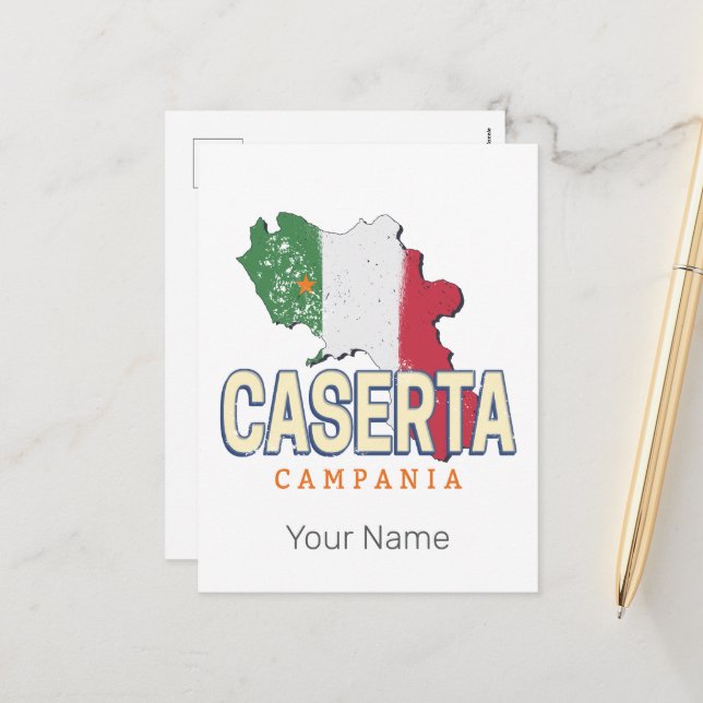Caserta Italy Retro Campania Karte Vintag Souvenir (Vorderseite/Rückseite Beispiel)