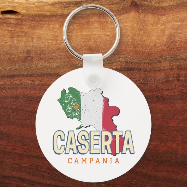 Caserta Italy Retro Campania Karte Vintag Souvenir Schlüsselanhänger (Vorderseite)