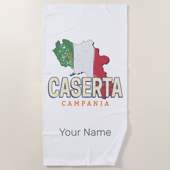 Caserta Italy Retro Campania Karte Vintag Souvenir Strandtuch (Vorderseite)