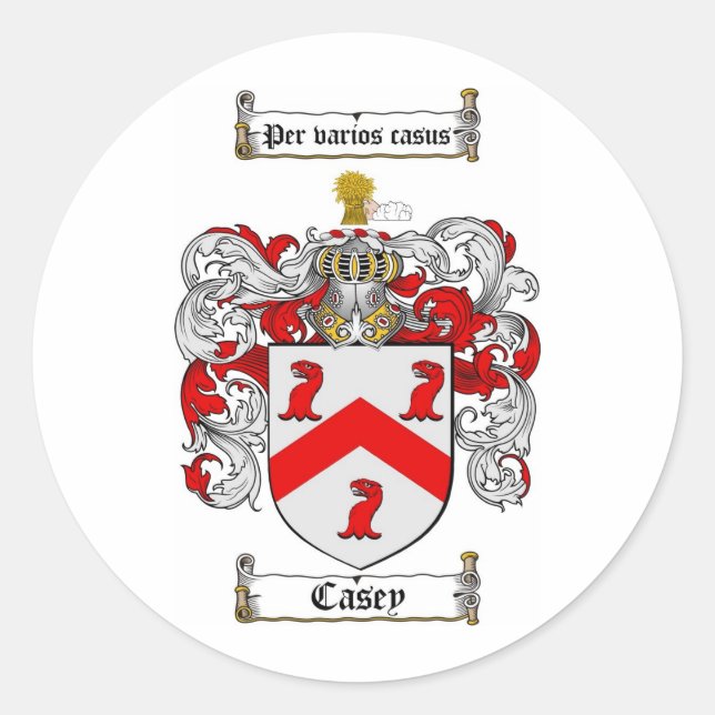 CASEY-FAMILIENWAPPEN - WAFFENSCHLAG RUNDER AUFKLEBER (Vorderseite)