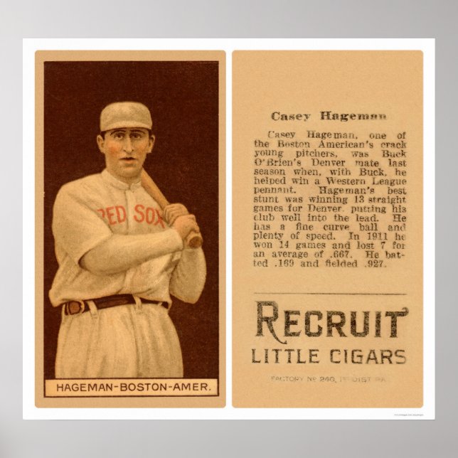 Casey Hageman Red Sox Baseball 1912 Poster (Vorne)