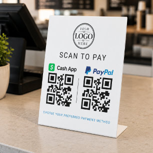 Cash App Paypal Scannen zum Bezahlen Tischdisplay Sockelschild
