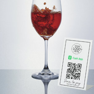 Cash App QR-Code-Bezahlung Logo - berührungsloses  Sockelschild