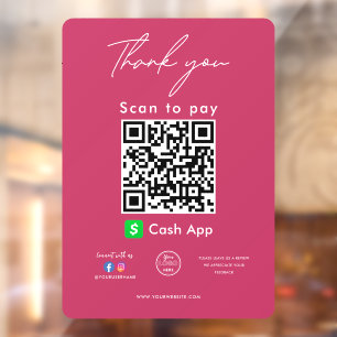 Cash App QR-Code-Logo Vielen Dank, dass Sie scanne Fensteraufkleber