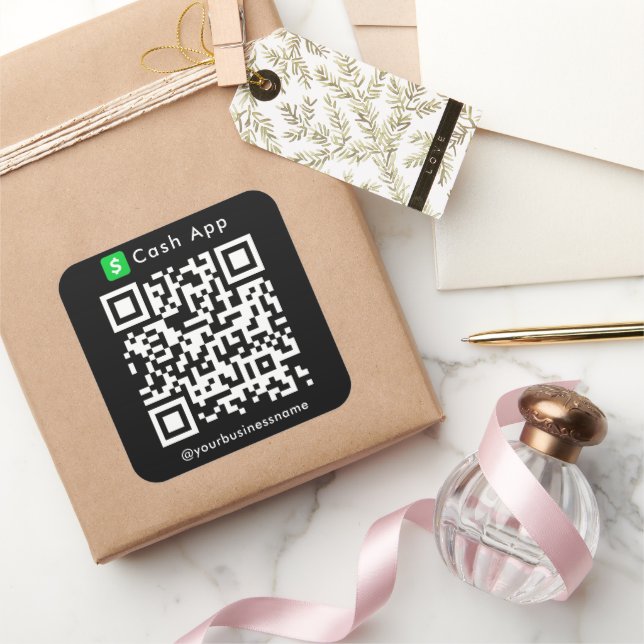 Cash App QR Code Payment Scan zur Bezahlung schwar Quadratischer Aufkleber (Schenken)