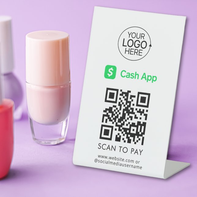 Cash App QR Code Unberührbare Zahlungsauflösung Lo Sockelschild (Cash App QR Code Contactless Payment Add Logo Pedestal Sign)
