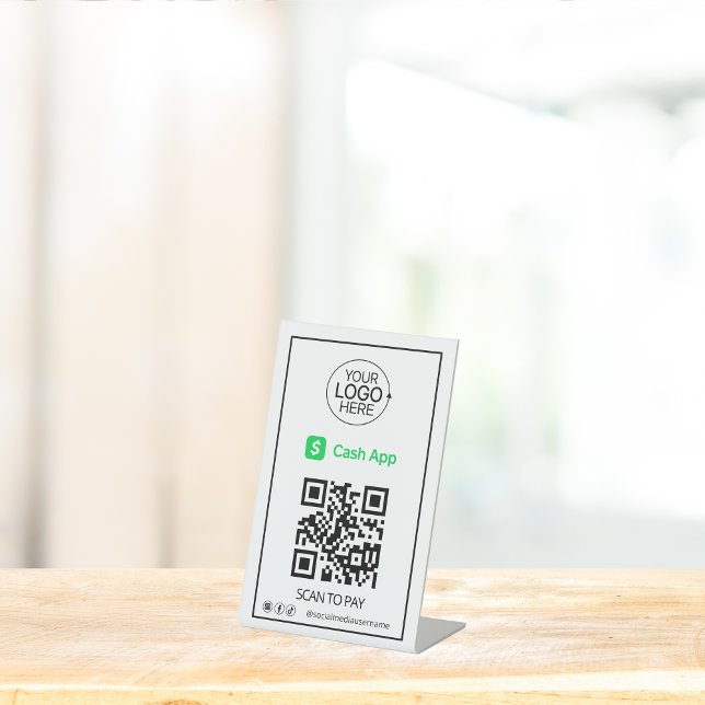 Cash App QR Code Zahlung Add Logo Social Media Sockelschild (Cash App QR Code Payment Add Logo Social Media Pedestal Sign)