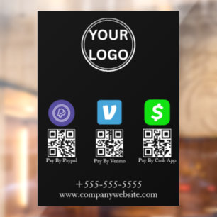 Cash App Venmo Paypal QR Code Scan to Pay Logo Fensteraufkleber