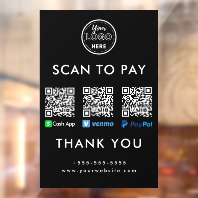 Cash App Venmo Paypal QR Code Scan to Pay Logo Fensteraufkleber (Blatt 2)