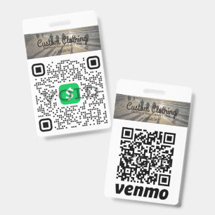 Cash App & Venmo QR Code Company Abzeichen Ausweis