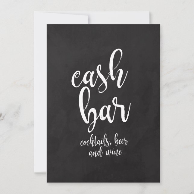 Cash-Bar erschwingliches Chalkboard-Hochzeitssymbo (Vorderseite)