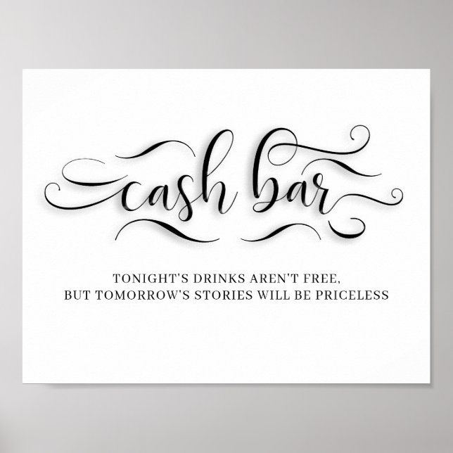 Cash Bar Wedding Reception-Zeichen Poster (Vorne)