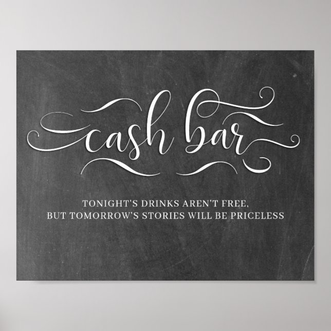 Cash Bar Wedding Reception-Zeichen Poster (Vorne)