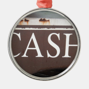 CASH Tower Truck Vintage Car Sign Silbernes Ornament