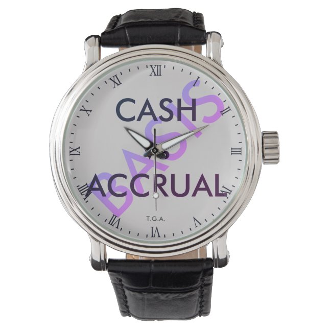 "CASH vs ACCRUAL" Armbanduhr (Vorderseite)