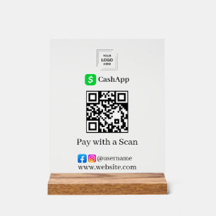CashApp-Kontaktloses-Zahlungs-Acryl-Tischschild Acrylschild