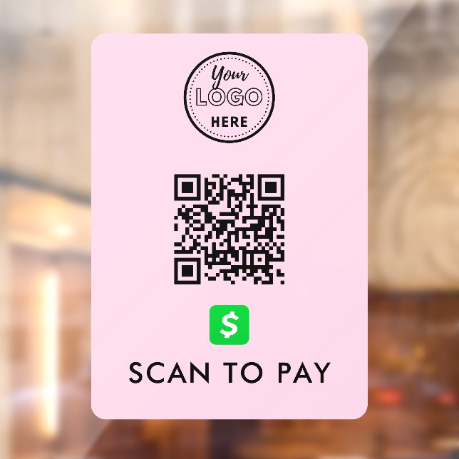 CashApp QR-Code scannen, um moderne Logos zu bezah Fensteraufkleber (Blatt 2)