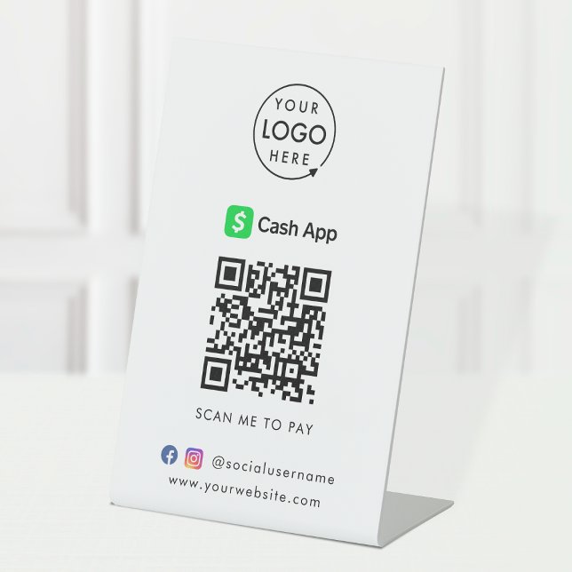 CashApp QR Zahlungscode Scan to Pay Business Sockelschild (Interactive "scan to pay” QR code cash wrap table signage for collecting digital payment by CashApp.)