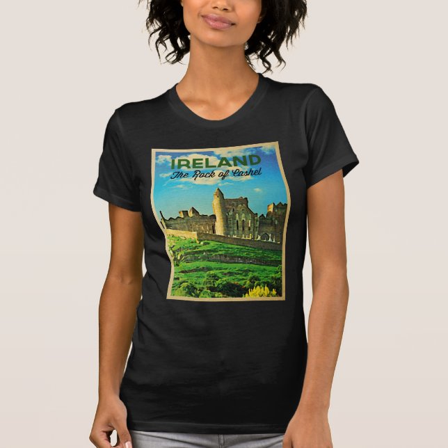 Cashel-Rock in Vintag Irland T-Shirt (Vorderseite)