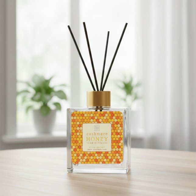 Cashmere-Honig-Reed-Diffuser-Etikett Quadratischer Aufkleber (Von Creator hochgeladen)