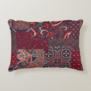 Cashmere-Paisley-Seide: Abstrakte Vintage-Patchwor Dekokissen