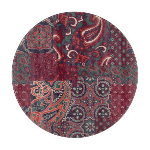 Cashmere-Paisley-Seide: Abstrakte Vintage-Patchwor Schneidebrett